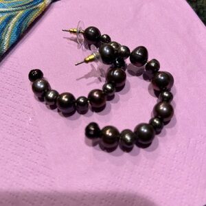 Tuckernuck Purple Pearl Hoop Earrings